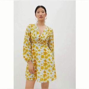 Vera for Anthropologie Buttercup Floral Crepe Mini Dress Women S Garden Party